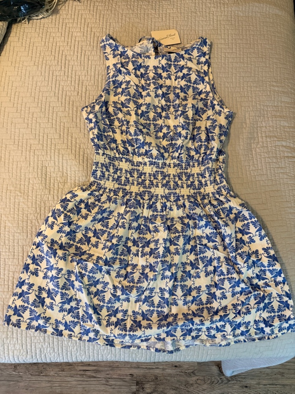 Universal Thread Sundress Blue, Sleeveless Boatneck, Side Pockets Sz Med NWT